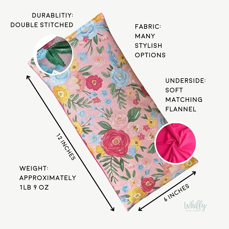 Large Microwave Heating Pad with Flax Seed, Scented or Unscented, Good For Back Pain or Cramps, Moist Heat Therapy or Ice Pack, Microwavable Bean Bag, 6" x 12" (Black Floral, Lavender)