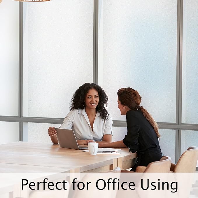 HIDBEA Frosted Window Privacy Film Heat Control UV Blocking, Static Cling Non-Adhesive Reusable Door coverings for Bathroom Home Office (Frosted, 23.6 Inch x 6.5 Feet)