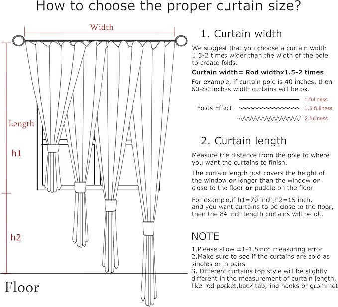 Vision Home Natural Pinch Pleated Full Blackout Curtains Linen Blended Room Darkening Window Curtains 90 inch for Living Room Bedroom Thermal Insulated Pinch Pleat Drapes with Hooks 2 Panel 40"Wx90"L