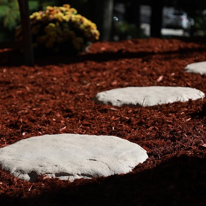 Ei Circular 15.5” Stepping Stones with Ground Stakes - Home or Garden Step Stones for Outdoor Walkway or Pathway Pavers - Resin Material (4, Slate Grey)