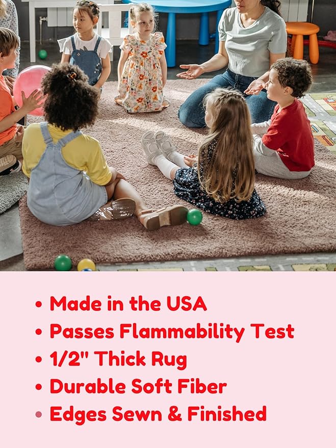 KOECKRITZ Soft and Colorful Kids Classroom Area Rugs (Passes Flammability Pill Test) Many Sizes and Bright Colors to Select from (3' x 12', Tangerine)