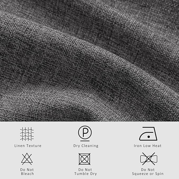 Macochico Pinch Pleated Blackout Curtains 102 Inches Long 100% Light Blocking Natural Grey Linen Drapes for Bedroom Living Room Farmhouse Shabby Chic Burlap Curtains with Tieback 72”Wx102”L 1 Panel