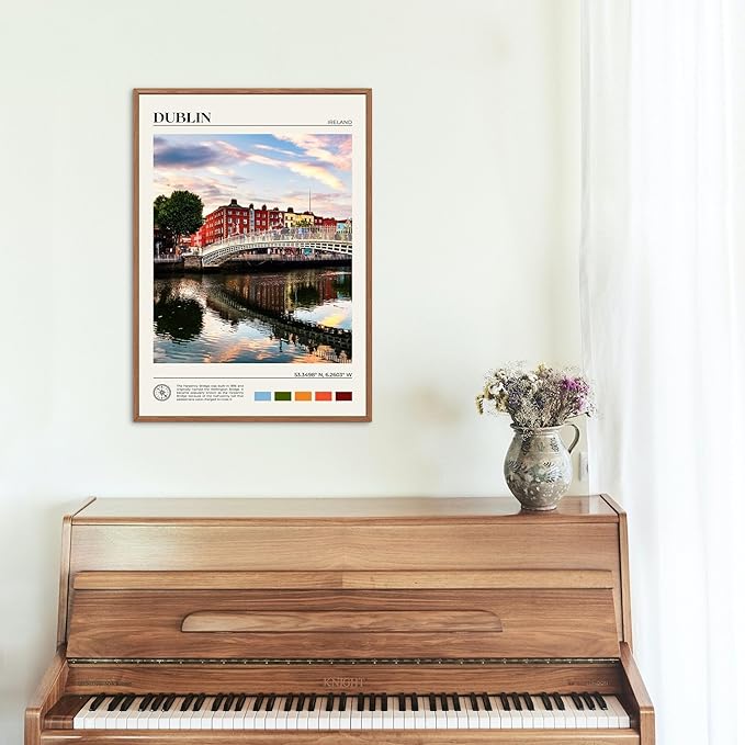 StudioUBILA Dublin Wall Art Poster, Decorative Cityscape Landscape Art Prints, Home Decor Wall Art Print for Bedroom Living Room Kitchen Decorations, Unframed