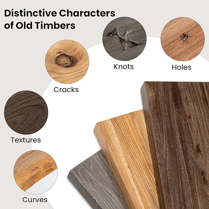 Fun Memories Floating Shelves for Wall, 48"x9.3" Rustic Solid Elm Wood Shelves, Heavy-Duty Wall Mounted Shelves with Invisible Brackets for Living Room, Bedroom, Kitchen, Natural Finish