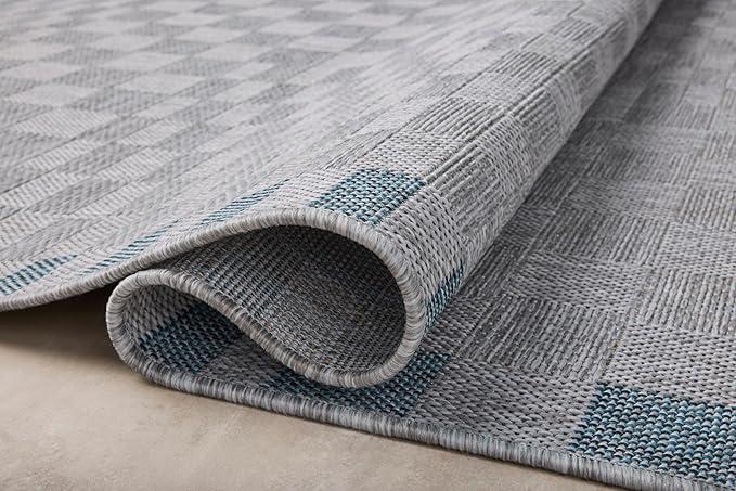 Loloi Amber Lewis Topanga Collection TOP-07 Silver/Blue 2'-3" x 3'-9" Indoor/Outdoor Area Rug