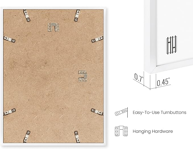 HAUS AND HUES 11x17 White Metal Picture Frames - Features Premium Aluminum, Vertical & Horizontal Hang, Shatterproof Plexiglass - Perfect for Home, Room, Office (11x17 in, White, Set of 25)