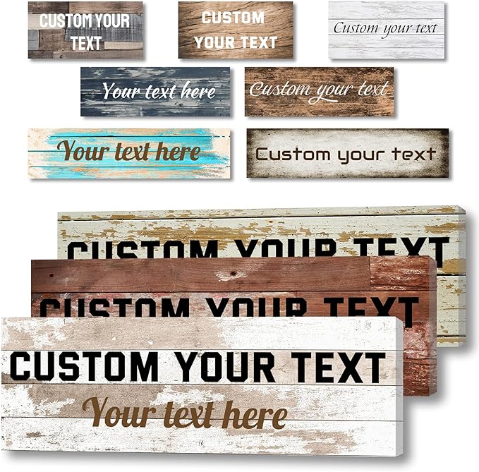 LZIMU Custom Text Signs Wall Decor Personalized Canvas Quote Family Sign Wall Art Wood Background Rustic Farmhouse Decor Framed (10"x30")