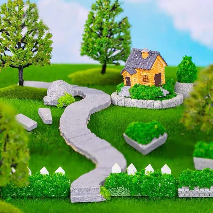 4 Packs 6 X 6 Inch Fake Grass Decor for Crafts, Artificial Grass for Dollhouse Miniature Ornament Projects, Model Turf Grass for DIY Fairy Garden Accessories and Decor Kit