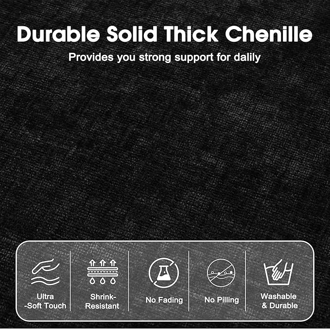 Modern Minimalist Chenille Modular Sectional Sofa, Oversized Deep-Seat U-Shaped Couch with Movable Ottoman, Thick Cushions, Upholstered Sofa for Living Room, Bedroom, Office, Apartment Black 2 Ottoman