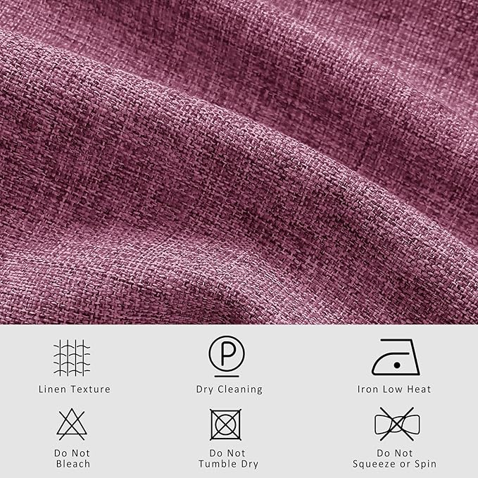 Macochico Pinch Pleated Full Blackout Curtains for Bedroom Living Room Lilac Linen Curtains Thermal Insulated and Noise Reducing Window Panels with Tieback Shabby Chic Decor 84”Wx84”L 1 Panel