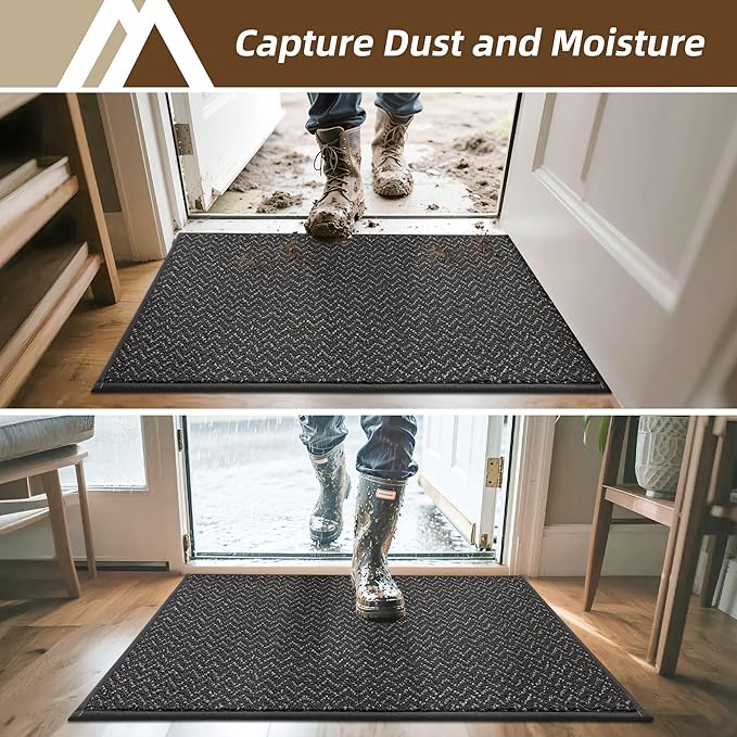 COSY HOMEER-Door-Mat 32"x48" Non Slip Absorbent Entryway Rugs Dirt Trapper Doormats Washable Entrance Mats Low Pile Welcome Floor Mat for Front Back Door and Entry Mats,Dark Grey