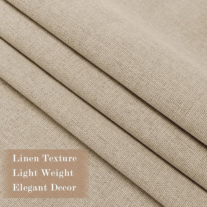 100% Blackout Linen Textured Drapes for Bedroom Pinch Pleated Curtains for Track System Portable Drapery for Sliding Glass Door/Storage/Space Room Divider, 70" Wx96 L, 1 PC, Sand Beige