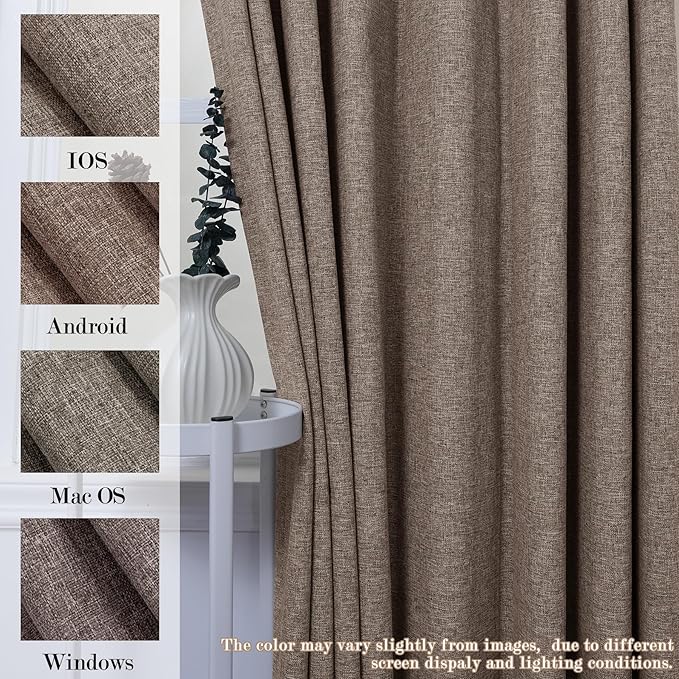 150 Inches Extra Wide Room Divider Draperies, Pinch Pleat Drapes, Absolutely Blackout Sliding Door Drapery, Total Privacy Ceiling Track Curtains, 150" W by 84" L, Light Brown (1 Panel)
