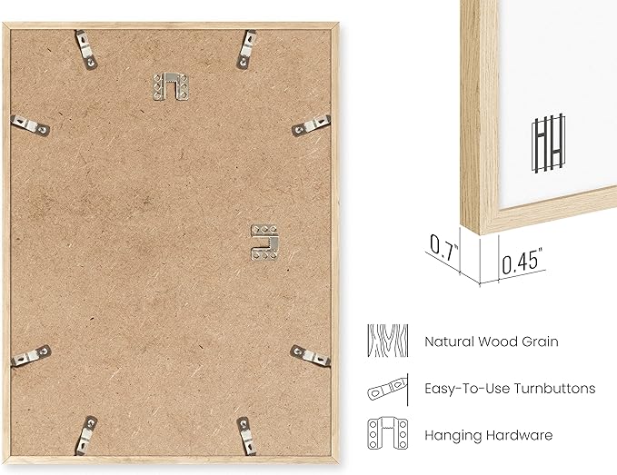 HAUS AND HUES Picture Frame - 6 Set Contemporary Wooden 11x17 inches, Beige Oak Frame