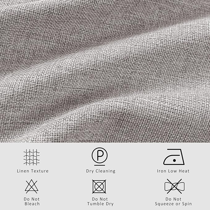 Macochico 100% Blackout Browish Grey Linen Curtains 84 Inches Long Pinch Pleated Burlap Curtains for Bedroom Living Room Farmhouse Nursery Thermal Window Panels with Tieback 72”Wx84”L 1 Panel