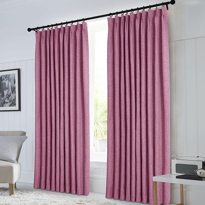 Macochico 100”Wx96”L Pinch Pleated 100% Blackout Linen Curtains Thermal Sliding Curtains for Bedroom Living Room Sliding Glass Door Farmhouse Shabby Chic Lilac Drapery with Tieback 1 Panel