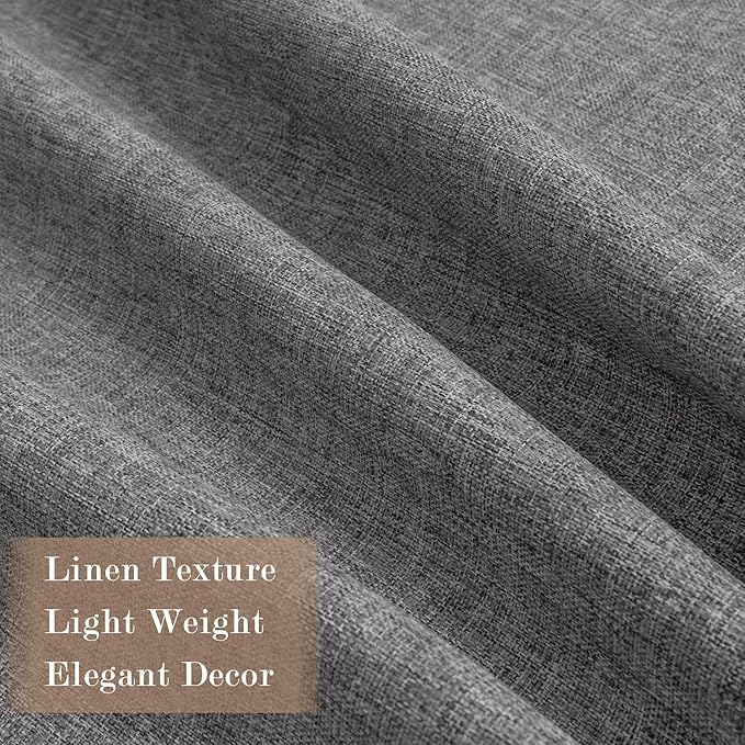 100% Blackout Linen Textured Drapes for Bedroom Pinch Pleated Curtains for Track System Portable Drapery for Sliding Glass Door/Storage/Space Room Divider, 70" Wx102 L, 1 PC, Gray