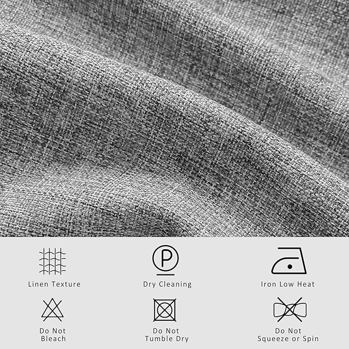 Macochico 100% Blackout Pinch Pleated Linen Curtains Thermal Window Treatments Sound Reducing Curtains for Bedroom Living Room Light Grey Farmhouse Burlap Drapes with Tieback 52”Wx63”L 1 Panel