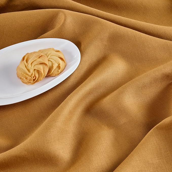 Solino Home Linen Hemstitch Table Runner 60 Inches - 100% Pure Linen Brown Sugar Hemstitch Table Runner 14 x 60 Inch Ideal for Dresser and Coffee Tables - Fall, Thanksgiving - Classic Hemstitch