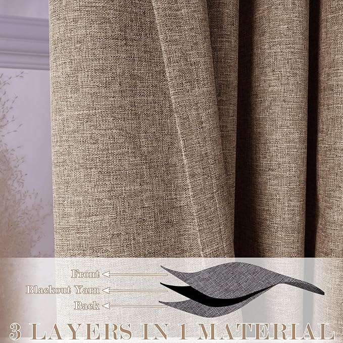120" Wx108 L Linen Room Divider Drapes for Doorway/Glass Window/Sliding Door/Patio, Extra Wide Pinch Pleated Full Blackout Curtains for Girls Boys Teen Kids Room, 1 Panel, Taupe