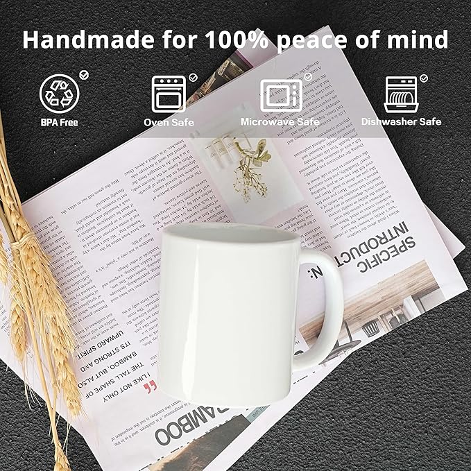 12-Pack 11oz Sublimation Blanks Mugs, White Ceramic Coffee Cups in white gift box, Bulk Set with Gift Boxes, for Heat Press Designs