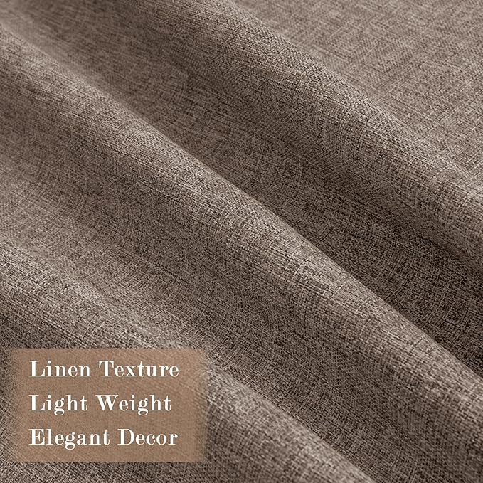 100% Blackout Linen Textured Drapes for Bedroom Pinch Pleated Curtains for Track System Portable Drapery for Sliding Glass Door/Storage/Space Room Divider, 70" Wx84 L, 1 PC, Light Brown