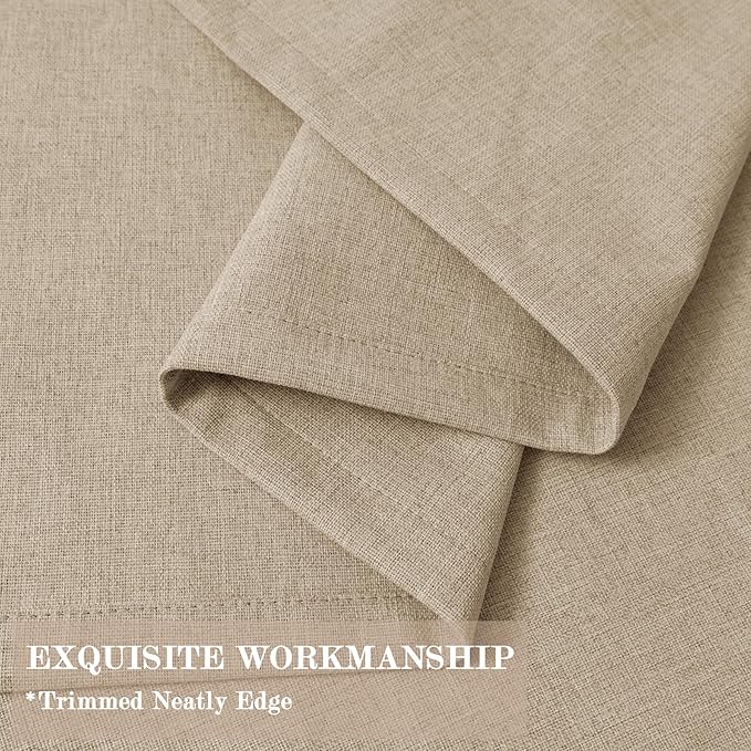 100% Blackout Linen Textured Drapes for Bedroom Pinch Pleated Curtains for Track System Portable Drapery for Sliding Glass Door/Storage/Space Room Divider, 70" Wx102 L, 1 PC, Sand Beige