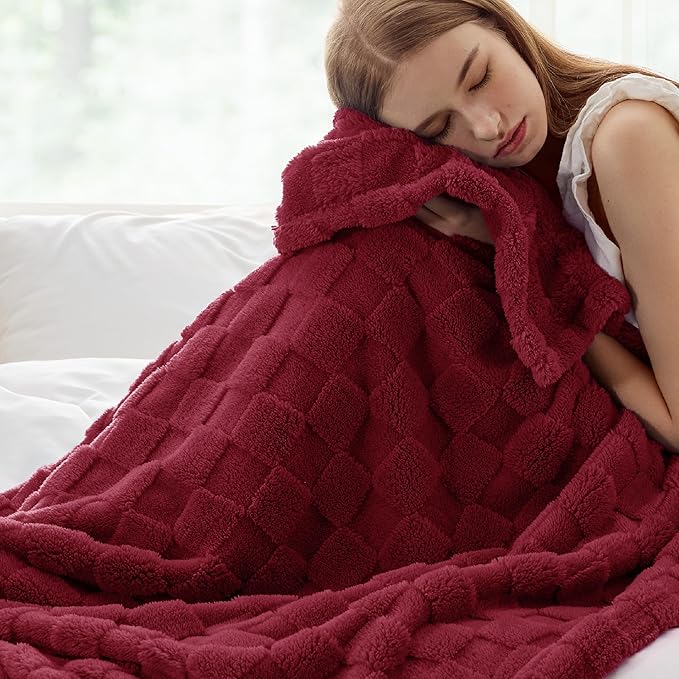 Bedsure GentleSoft Red Throw Blanket for Couch - Super Soft Cozy Blankets Gifts for Women Men Girls, Cute Small Fleece Throws for Bedroom Home Decor, 50x70 Inches