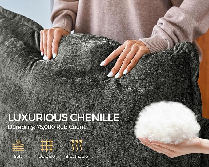 Oversized Modular Sofa Comfy Cloud Couch with Storage, Extra Deep Plush Sectional Sofa Set for Living Room, Covers Washable, Chenille, Olar (Grey, 8-Seater with Corner & 2 Ottomans, u-Shaped)