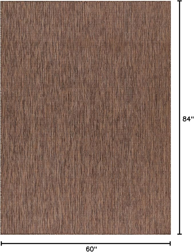 Washable Indoor Outdoor Rug Weather Resistant Carpet Modern Solid for Porch Deck Balcony Backyard Patio Rug 5x7 Gold Brown