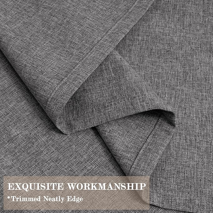 120" Wx108 L Linen Room Divider Drapes for Doorway/Glass Window/Sliding Door/Patio, Extra Wide Pinch Pleated Full Blackout Curtains for Girls Boys Teen Kids Room, 1 Panel, Natural Grey