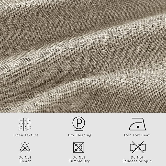 Macochico 100”Wx102”L 100% Blackout Pinch Pleated Linen Curtains for Sliding Door Bedroom Living Room Farmhouse Thermal Insulated Light Khaki Burlap Drapes with Tieback 1 Panel Shabby Chic Style