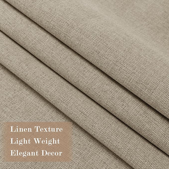 100" W x 96" L Faux Linen Room Divider Curtains, Full Blackout Pinch Pleated Drapes for Traverse Rod, Bedroom Divider Privacy Drapery with Hooks for Ceiling Track, 1 Panel, Light Khaki