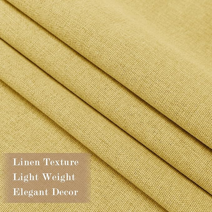 100% Blackout Linen Textured Drapes for Bedroom Pinch Pleated Curtains for Track System Portable Drapery for Sliding Glass Door/Storage/Space Room Divider, 70" Wx84 L, 1 PC, Yellow