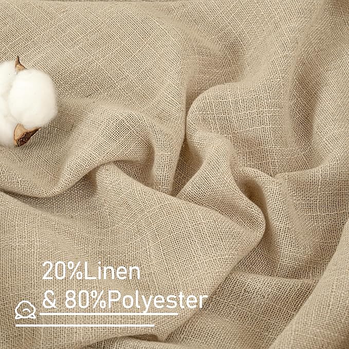 LAMIT Kitchen Linen Curtains 40 Inch Length, Soft Thick Light Filtering Bronze Grommet Window Textured Neutral Sheer Drapes for Cafe/Window/Loft Room, 2 Panels, 34 x 40 Inch, Brown