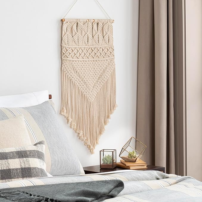 Mark&Day Wall Hanging, Tumeltsham Bohemian/Global Farmhouse Cream Tapestry Wall Hanging for Living Room, Bedroom, Office or Kitchen (60"H x 29"W)
