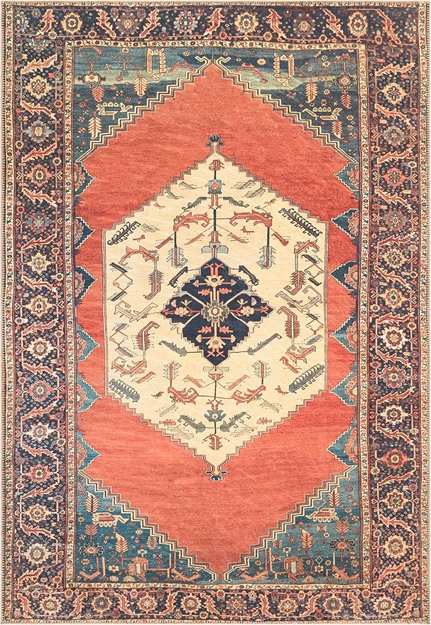 Keen Home Design 3x5 Rug - Machine Washable Entry Rug with Non-Slip Backing, Ideal for Enteryway, Kitchen, Bathroom, Laundry Room - Vintage, Easy Clean, Durable, Low Pile Rug - (3' x 5')