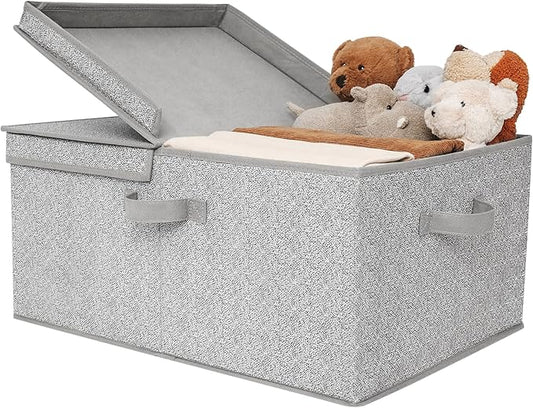 GRANNY SAYS Fabric Storage Bin with Lid, Decorative Storage Box, Extra Large Storage Baskets, Closet Organizer, Gray, 1-Pack