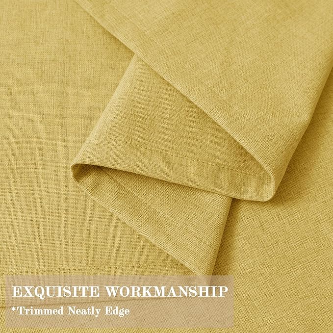 100% Blackout Linen Textured Drapes for Bedroom Pinch Pleated Curtains for Track System Portable Drapery for Sliding Glass Door/Storage/Space Room Divider, 70" Wx102 L, 1 PC, Yellow