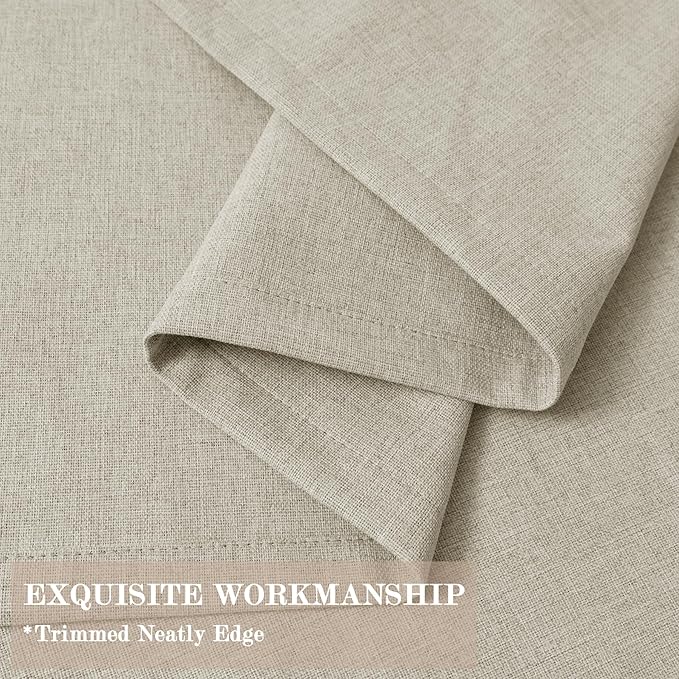 Extra Wide 100% Blackout Linen Textured Curtains - Room Dividers, W150 x L108 (1 Panel), Pinch Pleat Drapes for Living Room, Full Light Block Out Drapery for Sliding Door, Ivory White