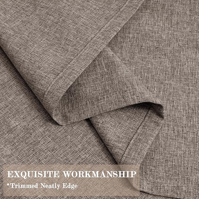 100% Blackout Linen Textured Drapes for Bedroom Pinch Pleated Curtains for Track System Portable Drapery for Sliding Glass Door/Storage/Space Room Divider, 70" Wx102 L, 1 PC, Light Coffee