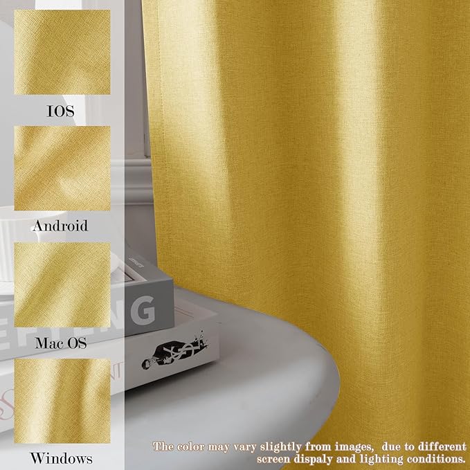 Full Blackout Privacy Curtains, 240 Inch Extra Wide Linen Blend Drapes, Pinch Pleat Window Drapery for Room Divider Storage/Space Room Separation, 1 Panel, W 240" x L 102", Yellow