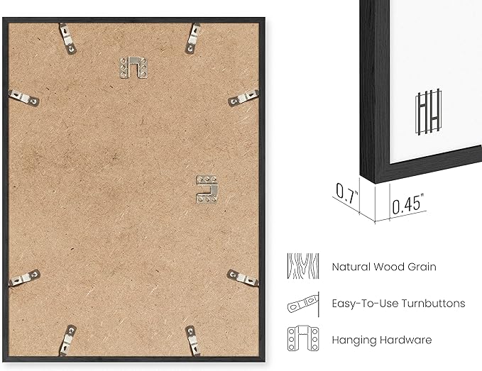 HAUS AND HUES Black Frames for Gallery Wall - Set of 6 Picture Collage Frames for Wall, picture Frame Sets for Wall Collage, Gallery Wall Frame Set (Two 8x10, Two 11x14, Two 12x16 Framed Black)