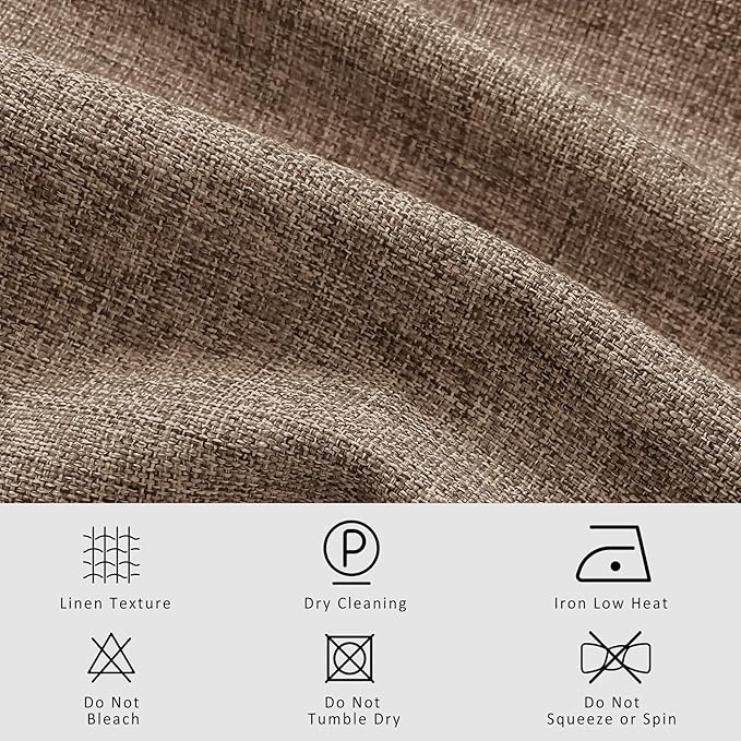 Macochico 100% Blackout Pinch Pleated Linen Curtains 84 Inch Length Thermal Blackout Curtains for Bedroom Living Room Nursery Taupe Farmhouse Burlap Curtains with Tieback 52”Wx84”L 1 Panel
