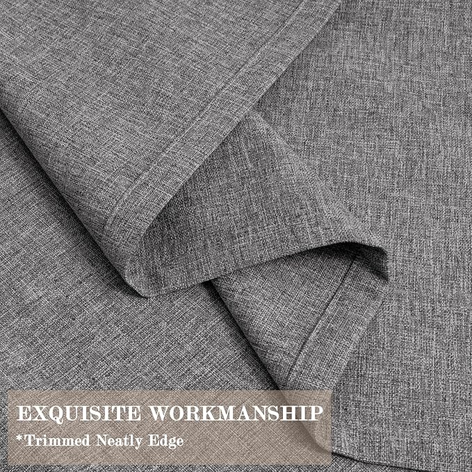 Gray Pinch Pleat 100% Blackout Drapes Linen Blend, Room Divider, Room Darkening, Energy Saving, Furniture Protecting, Light Blocking Extra Wide Privacy Curtains, 240Wx84L, 1 PC