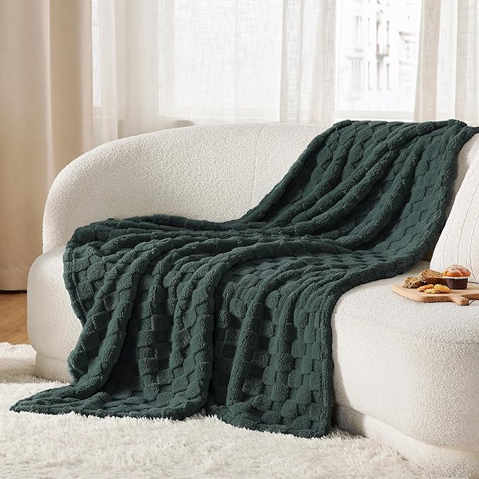 Bedsure GentleSoft Dark Green Throw Blanket for Couch - Checkered Fleece Blankets Gifts for Women Men Girls, Cute Soft Cozy Throw for Bedroom Home Decor Gifts, 50x60 Inches