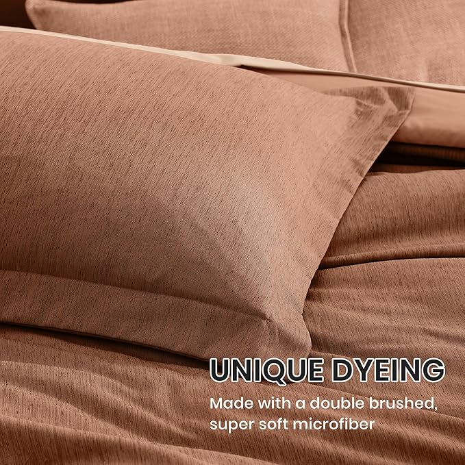 Monbix California King Comforter Set - 7 Pieces Cationic Dyeing Autumn Leaf Bed in a Bag Cal King Bed Sets with Comforter, Sheets, Pillowcases & Shams, Reversible Bedding Comforters Sets (108 * 92)