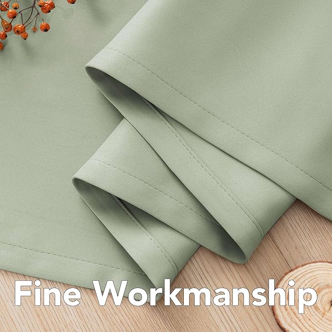 H.VERSAILTEX Blackout Curtains for Bedroom Thermal Insulated Room Darkening Living Room Curtains 72 Inch Long Grommet Privacy Protection Window Curtain Panels/Drapes for Nursery,2 Panels,Light Sage