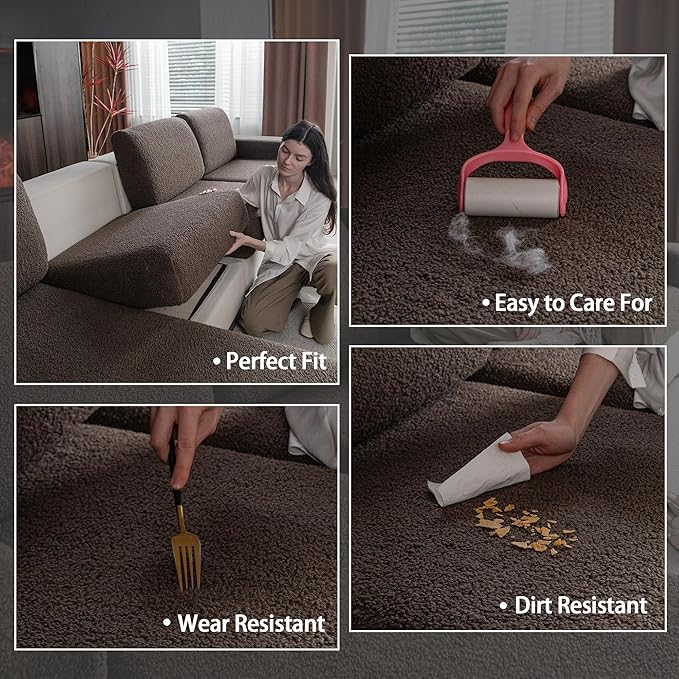 Couch Cushion Covers for Sectional Sofa, Stretch Soft Sofa Slipcovers Washable Wear-Resistant Universal Furniture Protector for Living Room(1 Piece Chair Cover, Brown)