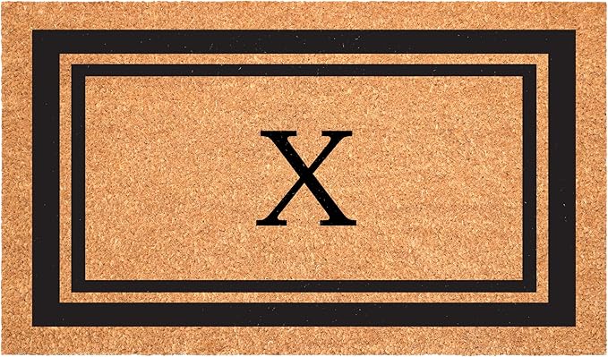 Calloway Mills 152963048X Black Border 30" x 48" Monogram Doormat Letter (X)